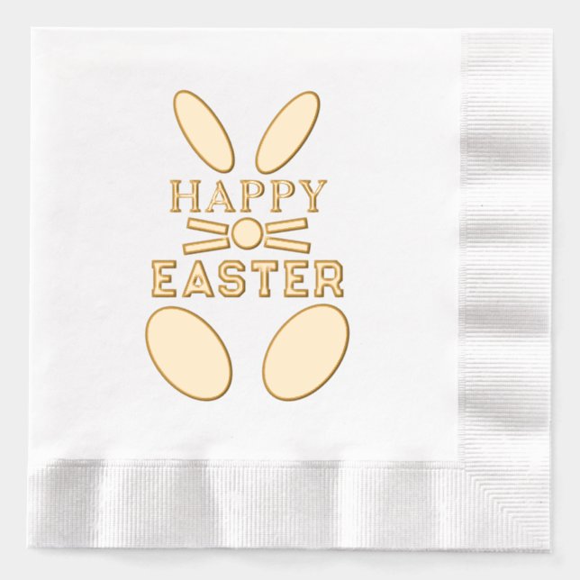 Happy Easter Whimsical Bunny Rabbit Foil Napkins (Front)