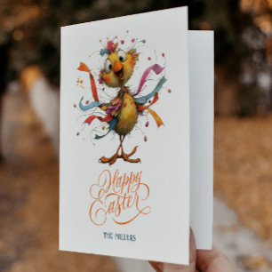 Happy Easter Whimsical Easter Chicken Illustration Thank You Card