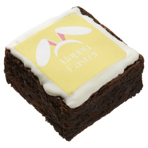 Happy Easter white bunny ears Brownie