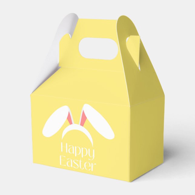 Happy Easter white bunny ears Favor Boxes (Front Side)