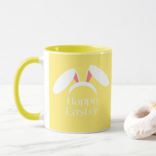 Happy Easter white bunny ears Mug