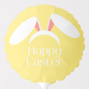 Happy Easter white bunny ears yellow Balloon