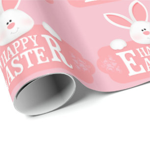 Happy Easter White Bunny Wrapping Paper
