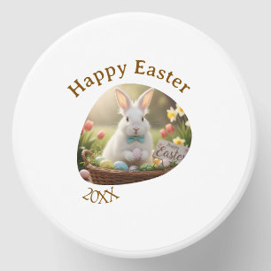 Happy Easter white bunny year photo family name Mini Candle Favors