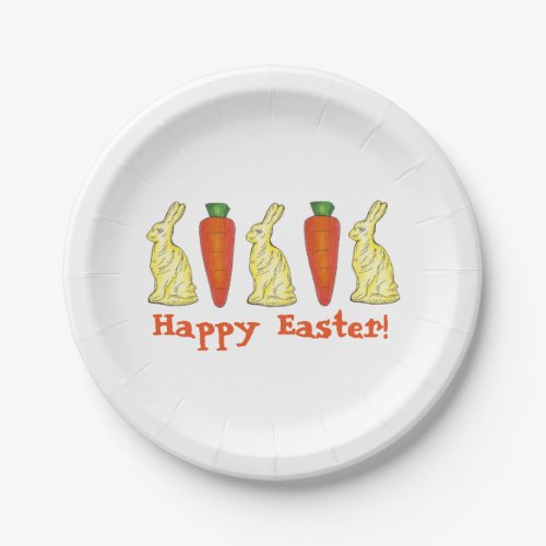 Happy Easter White Chocolate Bunny Carrot Candy Paper Plates