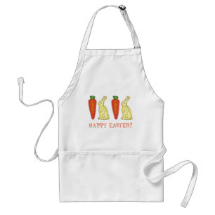 Happy Easter White Chocolate Bunny Rabbit Carrot Adult Apron