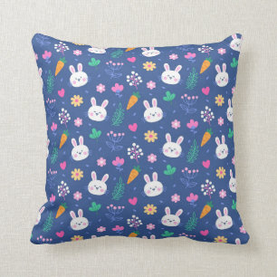 Happy Easter White Love Rabbit Throw Pillow