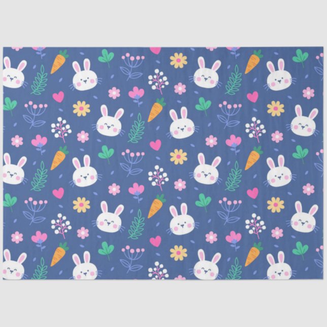 Happy Easter White Love Rabbit Tissue Paper (Front)