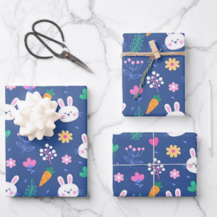 Happy Easter White Love Rabbit Wrapping Paper Sheets