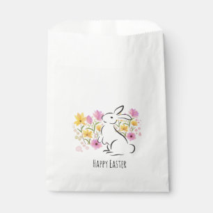 Happy Easter White Rabbit Flowers Party Favor Bag