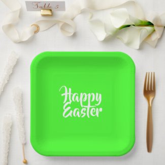 Happy Easter white text on green