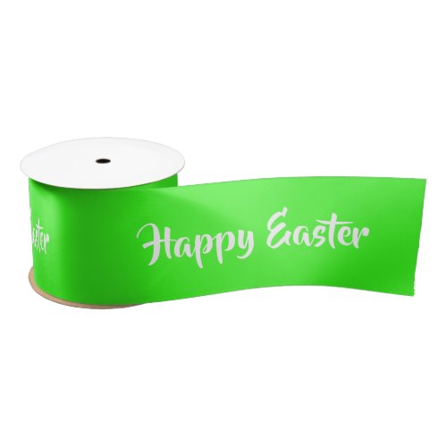 Happy Easter white text on green Satin Ribbon