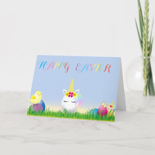Happy Easter White Unicorn Egg Card