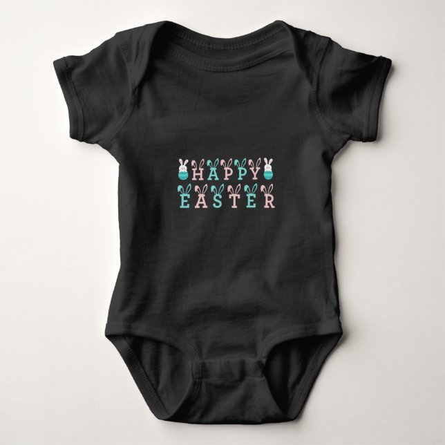 Happy Easter Wishes - Funny Bunny Easter  Baby Bodysuit (Front)