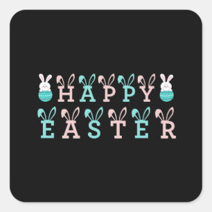 Happy Easter Wishes - Funny Bunny Easter Square Sticker