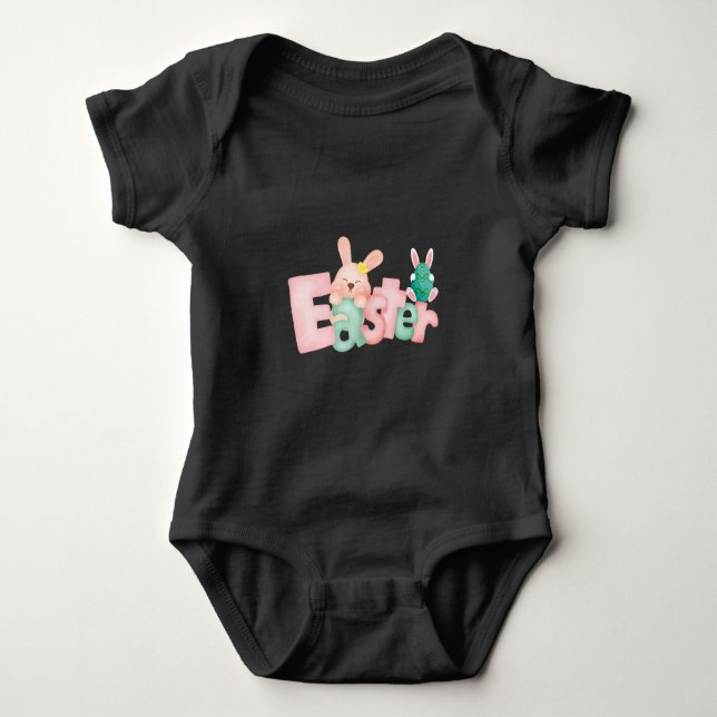 Happy Easter Wishes - Funny Bunny Kisses  Baby  Bodysuit (Front)
