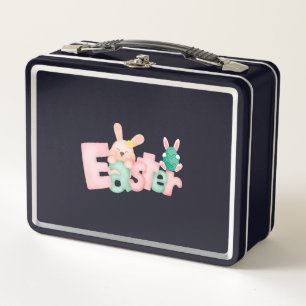 Happy Easter Wishes - Funny Bunny Kisses    Metal Lunch Box
