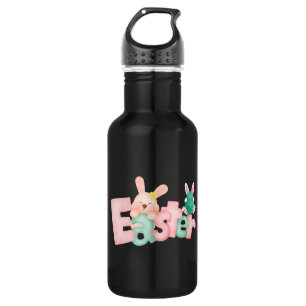 Happy Easter Wishes - Funny Bunny Kisses     Stainless Steel Water Bottle