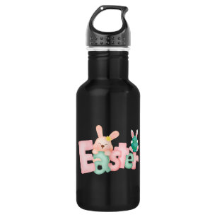 Happy Easter Wishes - Funny Bunny Kisses     Stainless Steel Water Bottle