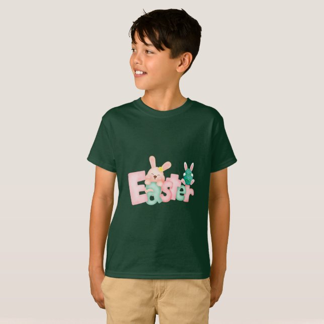 Happy Easter Wishes - Funny Bunny Kisses   T-Shirt (Front Full)