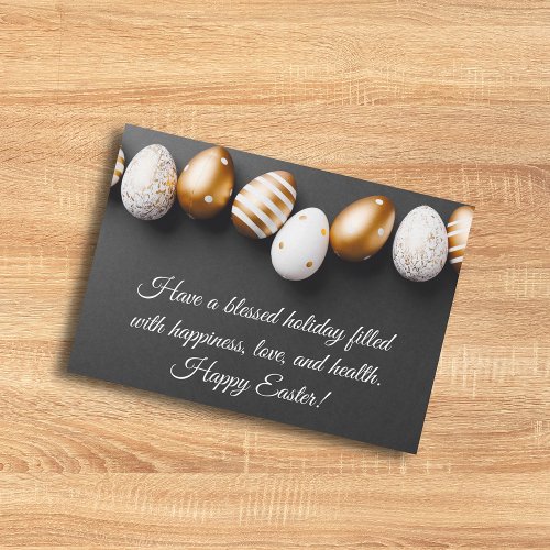 happy easter wishesgold white eggs  chic note card