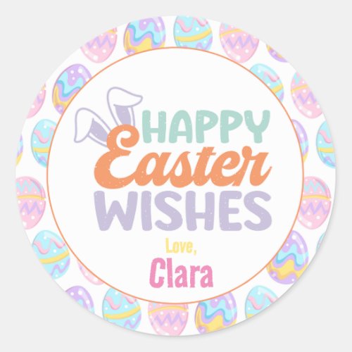 Happy Easter Wishes Pastel Classic Round Sticker
