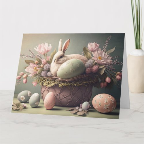 Happy Easter wishes pastel illustration Card