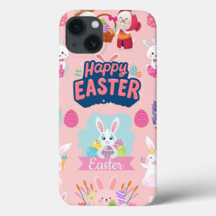 Happy Easter Wishes - Pattern Funny Bunny Easter iPhone 13 Case