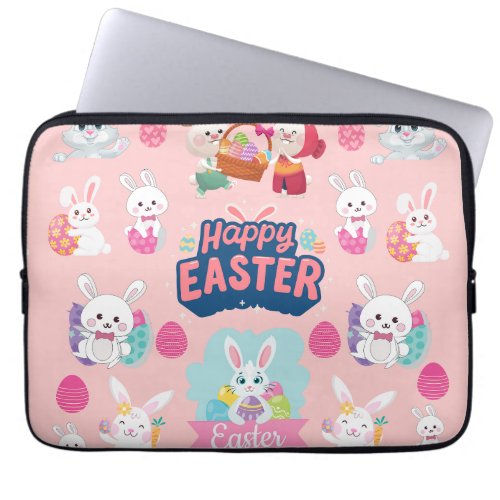 Happy Easter Wishes _ Pattern Funny Bunny Easter   Laptop Sleeve