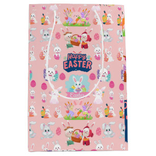 Happy Easter Wishes - Pattern Funny Bunny Easter Medium Gift Bag