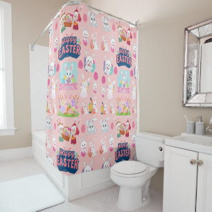 Happy Easter Wishes - Pattern Funny Bunny Easter   Shower Curtain
