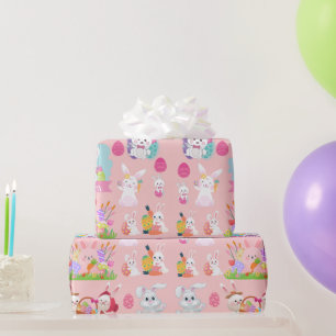 Happy Easter Wishes - Pattern Funny Bunny Easter  Wrapping Paper
