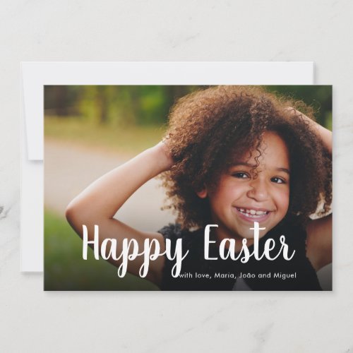 Happy Easter Wishes Photo Modern Caligraphy Family Holiday Card