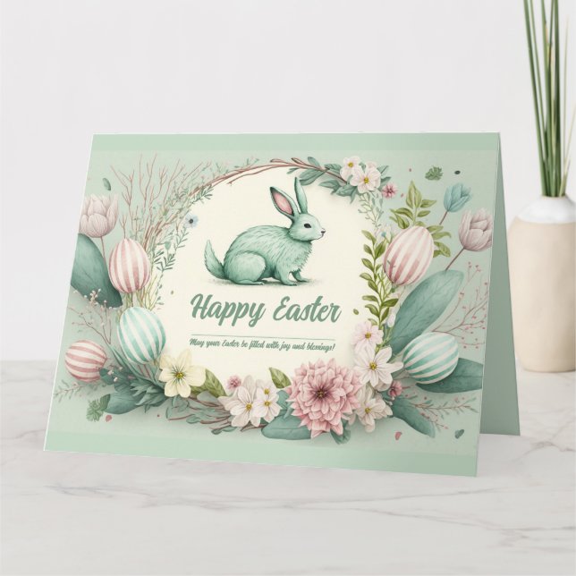 Happy Easter wishes watercolor illustration Card (Front)