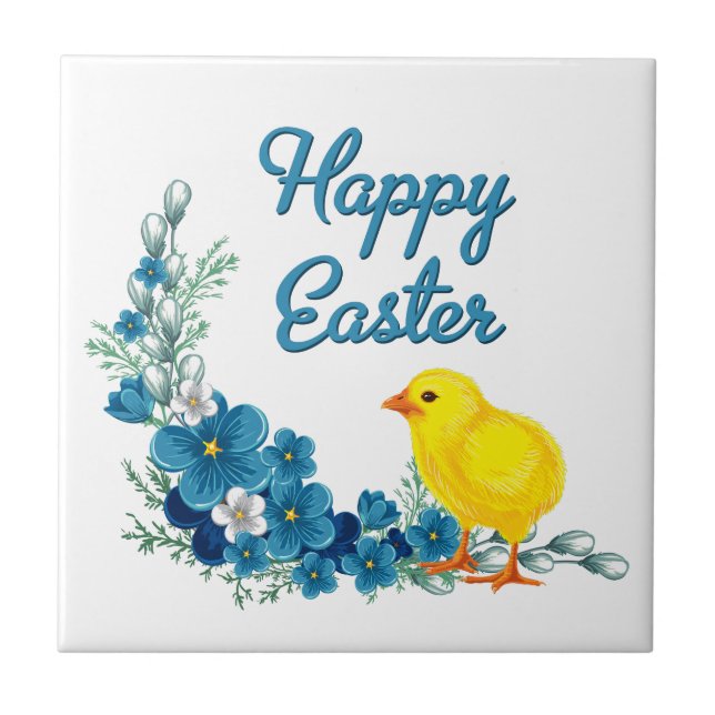 Happy Easter With a Baby Chick Tile (Front)