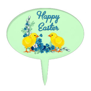 Happy Easter With Baby Chicks Cake Topper