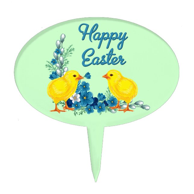 Happy Easter With Baby Chicks Cake Topper (Front)