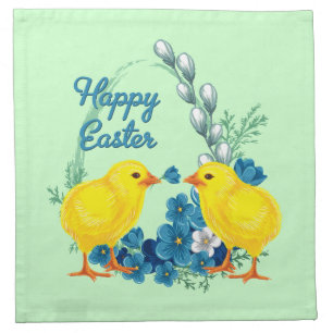 Happy Easter With Baby Chicks Napkin