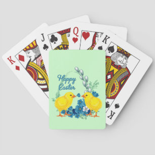 Happy Easter With Baby Chicks Poker Cards