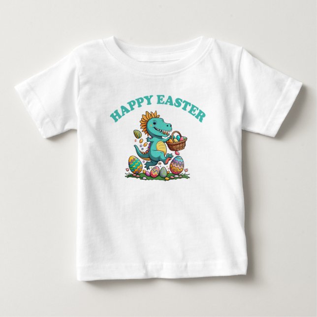 HAPPY EASTER with BABY DINOSAUR Baby T-Shirt (Front)