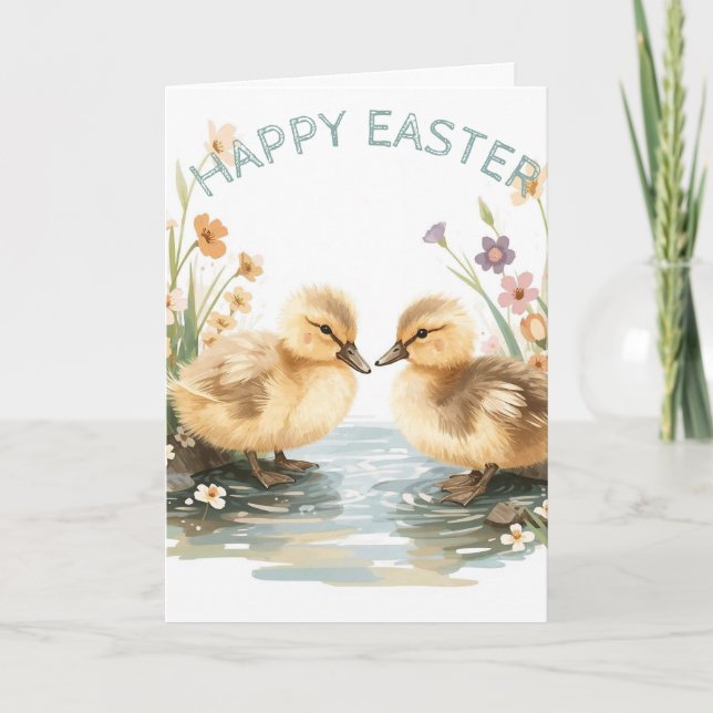 Happy easter with baby ducks card (Front)