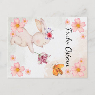 Happy Easter - with bunny and flowers Postcard