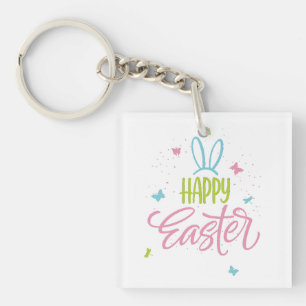 Happy Easter with butterflies Keychain