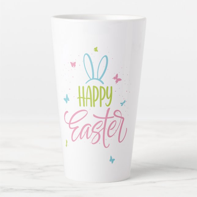 Happy Easter with butterflies Latte Mug (Front)