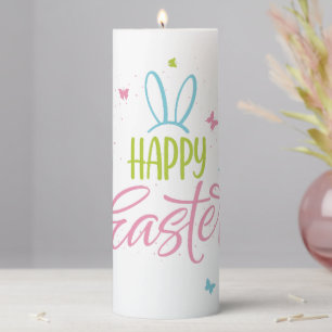 Happy Easter with butterflies Pillar Candle
