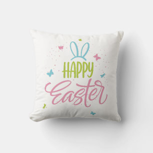 Happy Easter with butterflies Throw Pillow