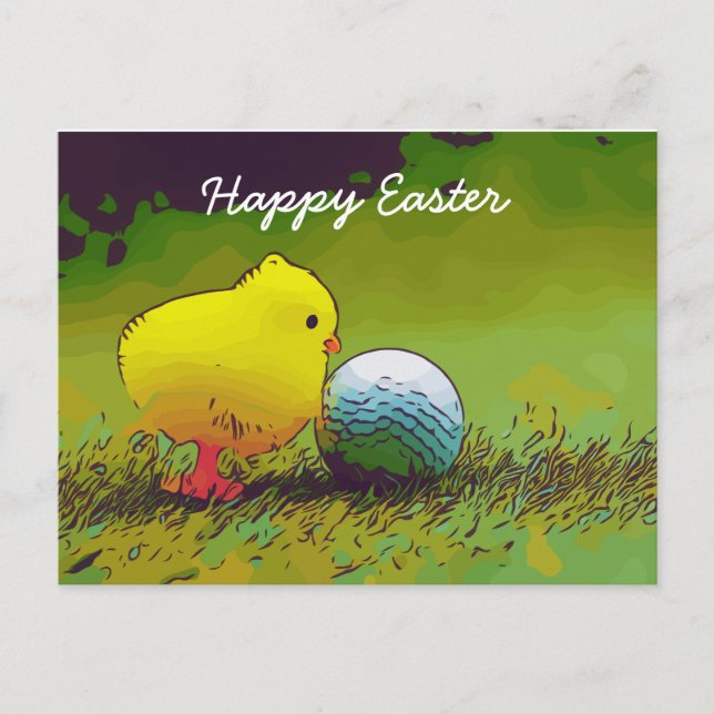 Happy Easter with chicken and golf ball Card (Front)