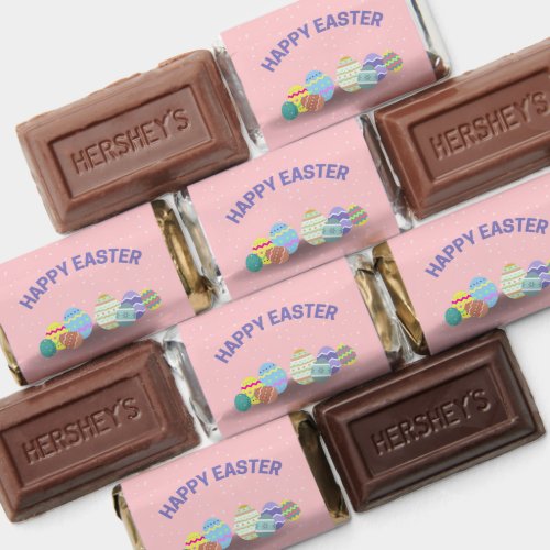 Happy Easter with colorful eggs pink Hersheys Miniatures