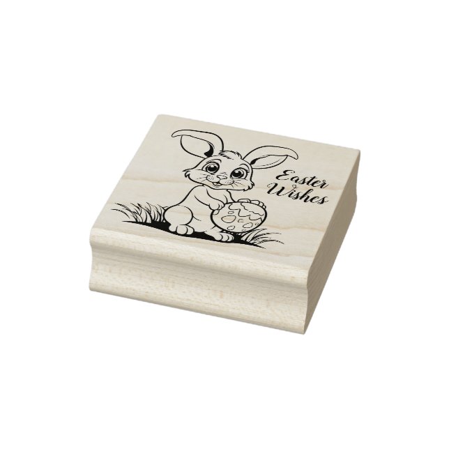 🐰Happy Easter with easter bunny and text Rubber Stamp (Stamp)