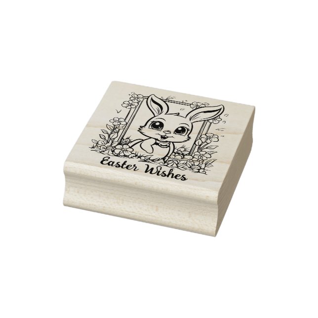 🐰Happy Easter with easter bunny and text Rubber Stamp (Stamp)